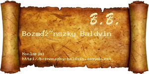 Bozmánszky Baldvin névjegykártya